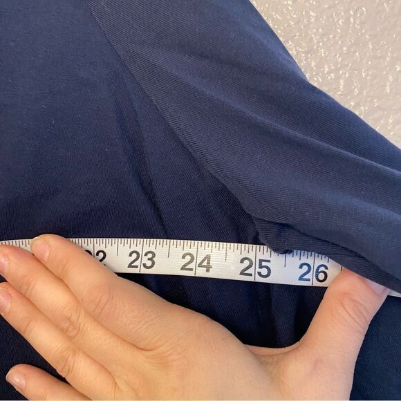 Lands End v neck cotton navy blue 3/4 sleeve top plus size tunic 2X - Picture 4 of 7